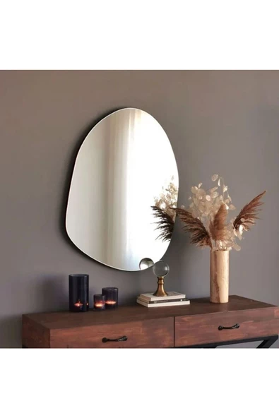 ant home Luna Asimetrik Model Çerçevesiz Ayna Duvar Aynası Konsol Aynası - 3