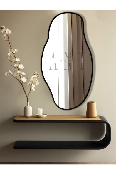 ant home Asimetrik 75X40  cm Konsol Aynası, Dresuar Aynası, Tuvalet Aynası, Holl Aynası, Banyo Aynası - Resim 3