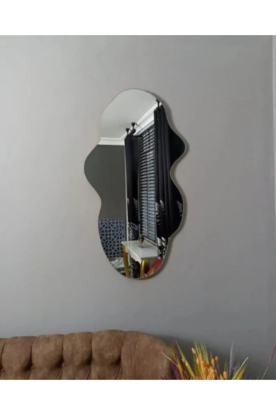 ant home Asimetrik Ayna, Dekoatif Ayna, Big Size 100cm X 50cm 1.sınıf Rodajlı Şişecam Marka Ayna Holl Aynası - Resim 5
