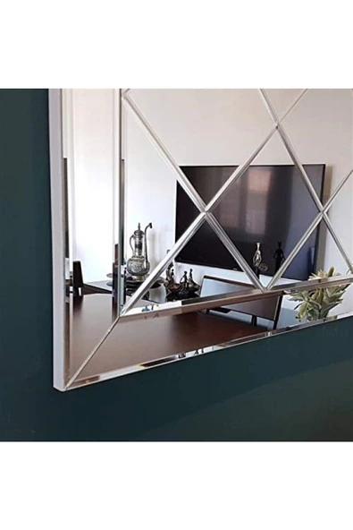 ant home Dekoratif Baklava Desenli Bizoteli Salon Aynası Ofis Aynası Konsol Aynası 120cm X 60cm - 3