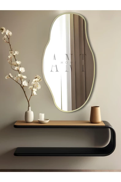 ant home Asimetrik 75X40  cm Konsol Aynası, Dresuar Aynası, Tuvalet Aynası, Holl Aynası, Banyo Aynası