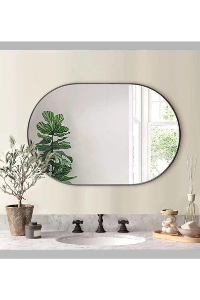 CG HOME Model Alfa Dekoratif Ayna Duvar Aynası Konsol Aynası Mdf Elips Ayna - 5