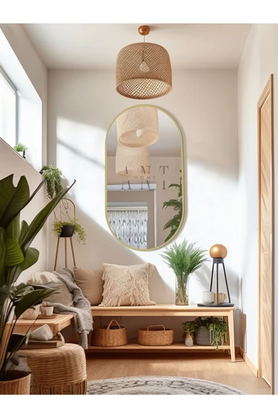 ant home Dekoratif Ayna, Duvar Aynası, Konsol Aynası, Mdf, Elips Ayna, Çerçeveli Ayna 80X40 CM - 5