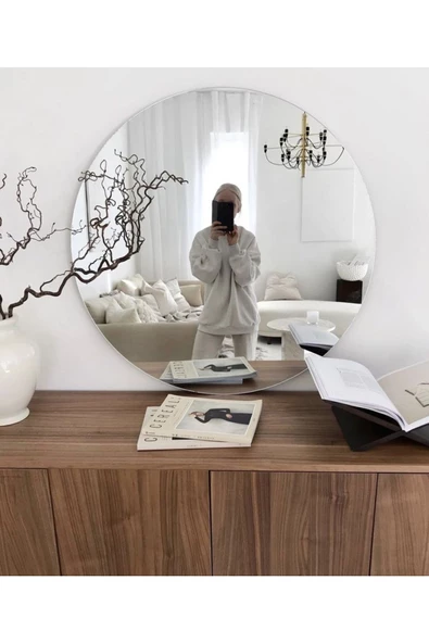 ant home Ayna / Yuvarlak Ayna / Dekoratif Ayna / Banyo Aynası/konsol Aynası/90 Cm Çapında - Resim 4