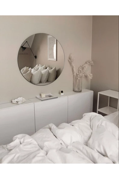 CG HOME 100cm Yuvarlak Ayna Dekoratif Ayna, Rodajlı Kaliteli Ayna ,gerçek Konsol, Hol, Deresuar Aynası. - Resim 2