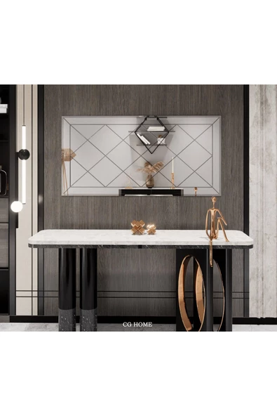 ant home Dekoratif Baklava Desenli Bizoteli Salon Aynası Ofis Aynası Konsol Aynası 120cm X 60cm - 4