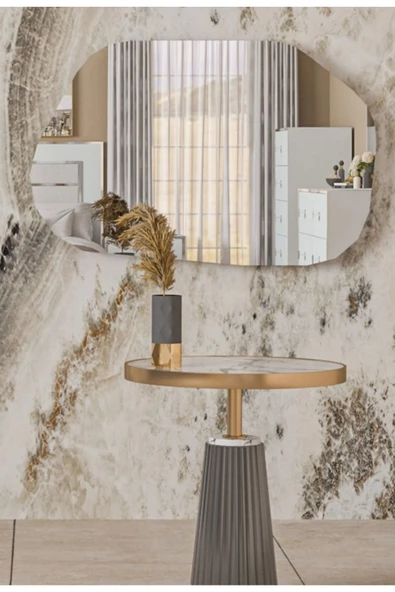 ant home Asimetrik Ayna, Dekoratif Ayna, 85X55 CM Konsol Aynası, Dresuar Aynası, Tuvalet Aynası. ürün görseli