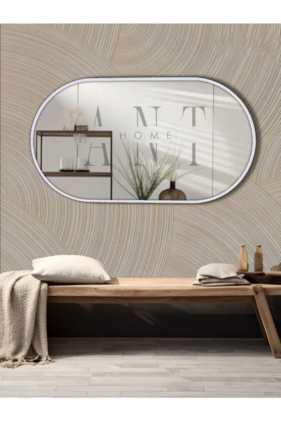 ant home Model Alfa Dekoratif Ayna Duvar Aynası Konsol Aynası Mdf Elips Ayna - 3