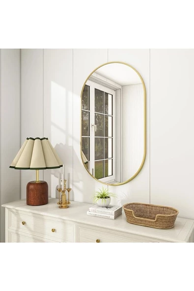 ant home Dekoratif Ayna, Duvar Aynası, Konsol Aynası, Mdf, Elips Ayna, Çerçeveli Ayna 80X40 CM - 3