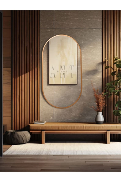 ant home Dekoratif Ayna, Duvar Aynası, Konsol Aynası, Mdf, Elips Ayna, Çerçeveli Ayna 80X40 CM - 3