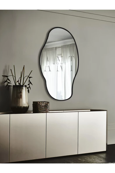 ant home Asimetrik 90X50 Konsol, Dresuar, Tuvalet Aynası 1.kalite Şişecam Ayna Siyah - 2