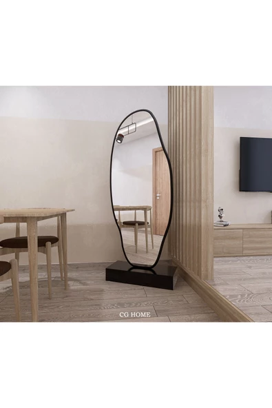 CG HOME Asimetrik Ayna, Ultralüx Boy Aynası, 188x66 Cm Siyah - Resim 4