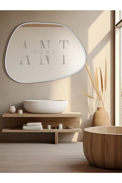 ant home Asimetrik Ayna 75X55 cm Konsol Aynası, Dresuar Aynası, Duvar Aynası, 1.kalite Şişecam Ayna - 2