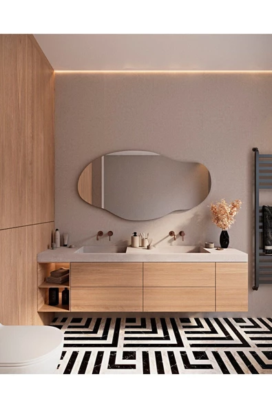 CG HOME Asimetrik Model Çerçevesiz Ayna Duvar Aynası Konsol Aynası - 2