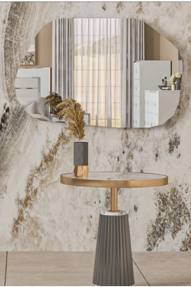 ant home Asimetrik Ayna, Dekoratif Ayna, 85*55 Konsol Aynası, Dresuar Aynası, Tuvalet Aynası. - 4