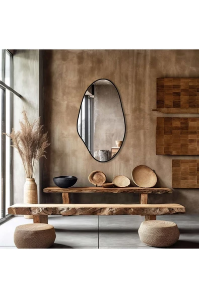 ant home Asimetrik Ayna, Konsol Aynası, Dresuar Aynası, Tuvalet Aynası Holl Ayna 1.kalite Ayna 75x50 cm - 4