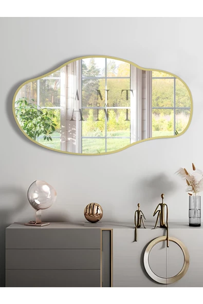 ant home Asimetrik Ayna, Konsol Aynası, Dresuar Aynası, Tuvalet Aynası, Şişecam Ayna 90x50cm - Resim 4