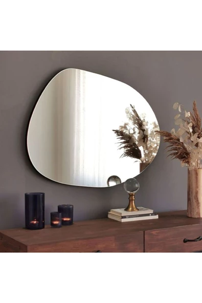 ant home Luna Asimetrik Model Çerçevesiz Ayna Duvar Aynası Konsol Aynası - 2