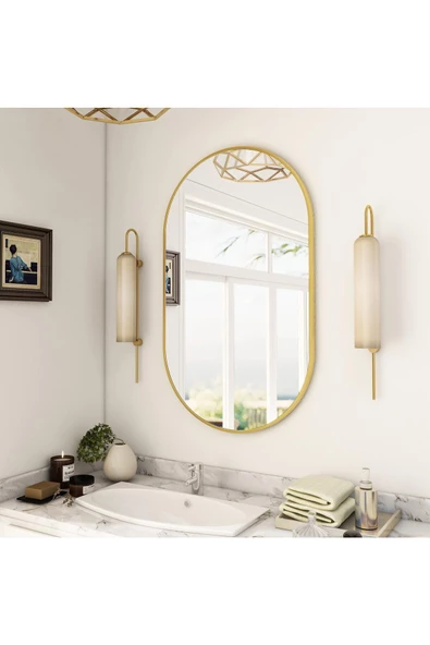 CG HOME Model Alfa Dekoratif Ayna Duvar Aynası Konsol Aynası Mdf Elips Ayna - Resim 3