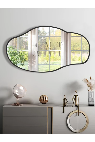 ant home Asimetrik Ayna, Konsol Aynası, Dresuar Aynası, Tuvalet Aynası, Şişecam Ayna 90x50cm - Resim 4