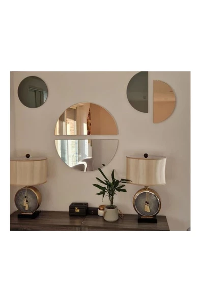 CG HOME Model Nes Dekoratif Ayna, Konsol Aynası, Hol Aynası, Dresuar Aynası, Bronz Ayna - 5