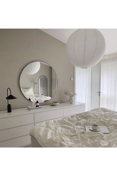 CG HOME 100cm Yuvarlak Ayna Dekoratif Ayna, Rodajlı Kaliteli Ayna ,gerçek Konsol, Hol, Deresuar Aynası.