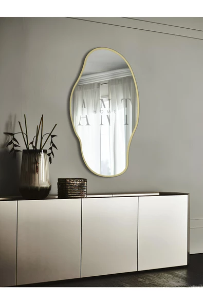 ant home Asimetrik Ayna, Konsol Aynası, Dresuar Aynası, Tuvalet Aynası, Şişecam Ayna 90x50cm - Resim 3