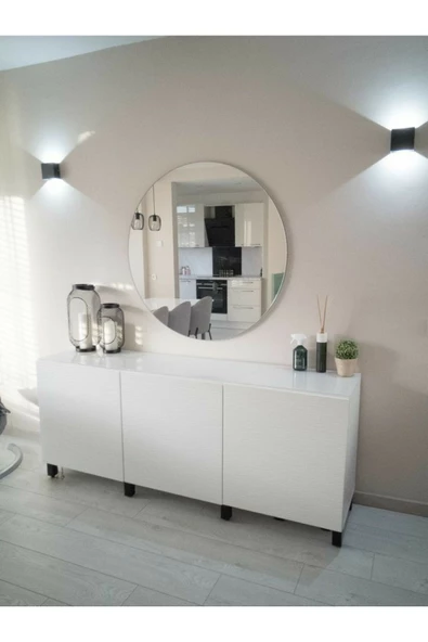 ant home Ayna / Yuvarlak Ayna / Dekoratif Ayna / Banyo Aynası/konsol Aynası/90 Cm Çapında - Resim 3