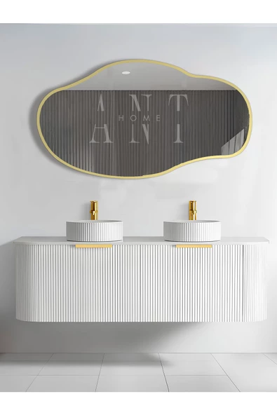 ant home Asimetrik Ayna, Konsol Aynası, Dresuar Aynası, Tuvalet Aynası, Şişecam Ayna 90x50cm