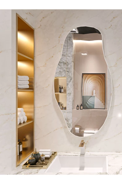 CG HOME Asimetrik 50X30 Konsol, Dresuar, Tuvalet Aynası ''siyah''. 1.kalite Şişecam Ayna - Resim 5