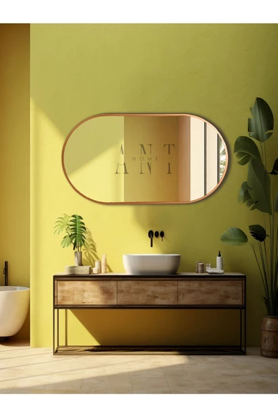 ant home Dekoratif Ayna, Duvar Aynası, Konsol Aynası, Mdf, Elips Ayna, Çerçeveli Ayna 80X40 CM - 5