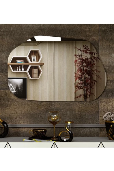 ant home Asimetrik Ayna, Dekoratif Ayna, 85*55 Konsol Aynası, Dresuar Aynası, Tuvalet Aynası. - 5