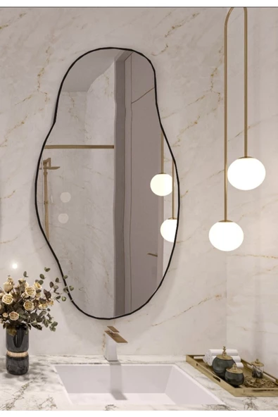 CG HOME Asimetrik 50X30 Konsol, Dresuar, Tuvalet Aynası ''siyah''. 1.kalite Şişecam Ayna - Resim 5