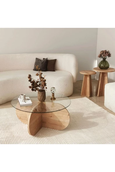 ant home BUBLE CAM SEHPA / SAFİR MEŞE & ŞEFFAF CAM/ ORTA SEHPA - Resim 3