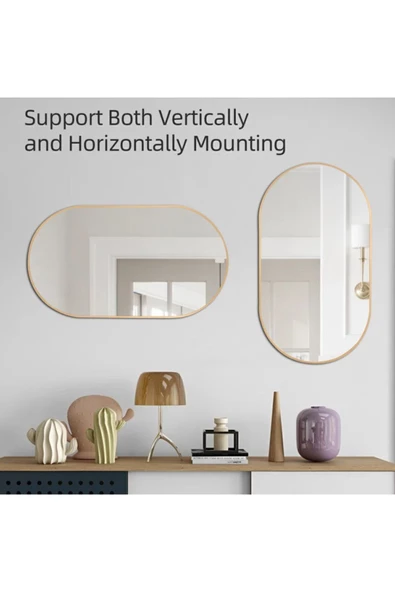 ant home Model Alfa Dekoratif Ayna Duvar Aynası Konsol Aynası Mdf Elips Ayna - Resim 3