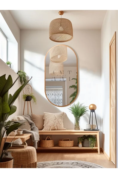 ant home Dekoratif Ayna, Duvar Aynası, Konsol Aynası, Mdf, Elips Ayna, Çerçeveli Ayna 80X40 CM - 2