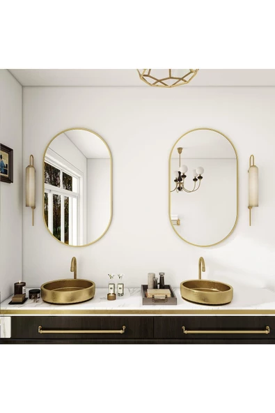 CG HOME Model Alfa Dekoratif Ayna Duvar Aynası Konsol Aynası Mdf Elips Ayna - Resim 2