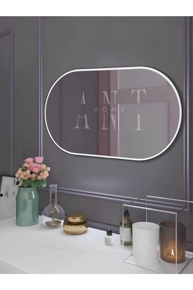 ant home Dekoratif Ayna Duvar Aynası Konsol Aynası Mdf Elips Ayna 90x50 Cm - Resim 2