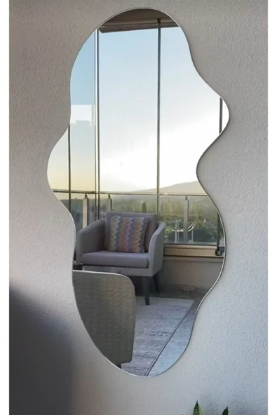 CG HOME Asimetrik Ayna, Dekoatif Ayna, Big Size 100cm X 50cm 1.sınıf Rodajlı Şişecam Marka Ayna.