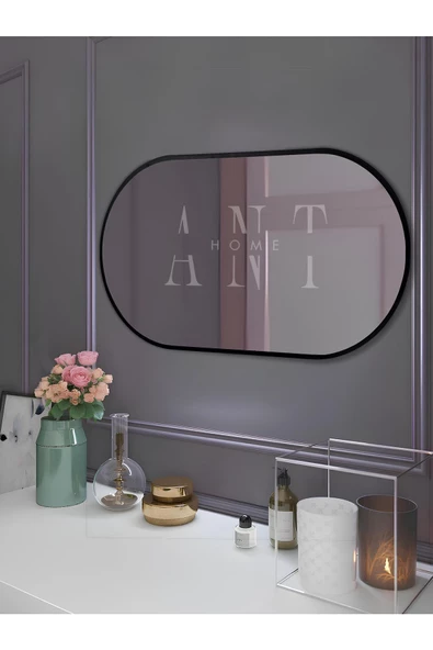 ant home Dekoratif Ayna Duvar Aynası Konsol Aynası Mdf Elips Ayna 90x50 Cm - 3