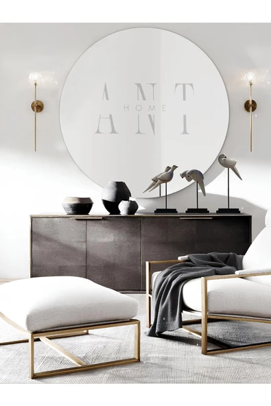 cg store 80cm Yuvarlak Ayna Dekoratif Ayna, Konsol Aynası, Hol Aynası, Dresuar Aynası - Resim 2