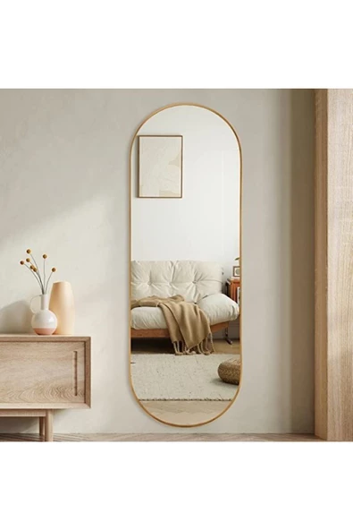 CG HOME Model Alfa Dekoratif Ayna Boy Aynası Mdf 180cm X 62 Cm Elips Ayna Gold ürün görseli