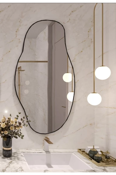 CG HOME Asimetrik75x40 Konsol, Dresuar, Tuvalet Aynası ''siyah''. 1.kalite Şişecam Ayna - 5