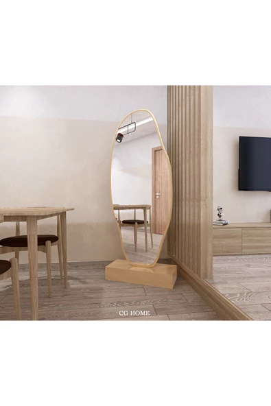 CG HOME Asimetrik Ayna, Ultralüx Boy Aynası, 188x66 Gold - 3