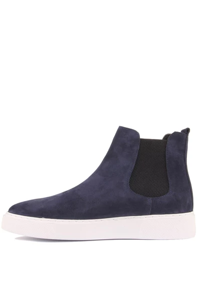 Shoetyle - Lacivert Hakiki Süet Kadın Chelsea Bot - 6929 - 3