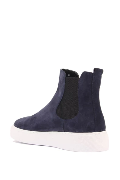Shoetyle - Lacivert Hakiki Süet Kadın Chelsea Bot - 6929 - 4