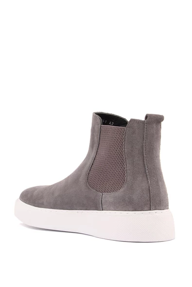 Shoetyle - Gri Hakiki Süet Kadın Chelsea Bot - 6929 - 4