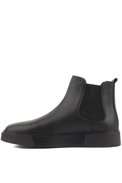 Shoetyle - Siyah Hakiki Deri Siyah Eva Taban Kadın Chelsea Bot - 6929 - 7