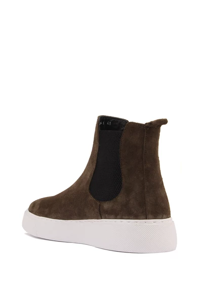 Shoetyle - Haki Renk Hakiki Süet Kadın Chelsea Bot - 6929 - 4