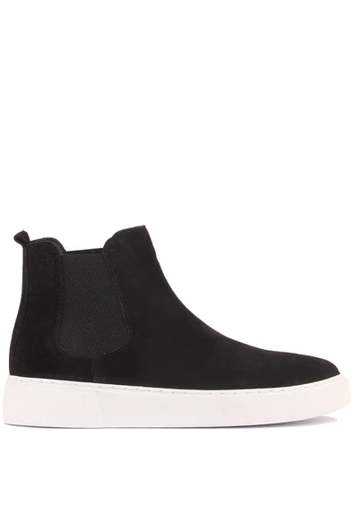 Shoetyle - Siyah Hakiki Süet Kadın Chelsea Bot - 6929